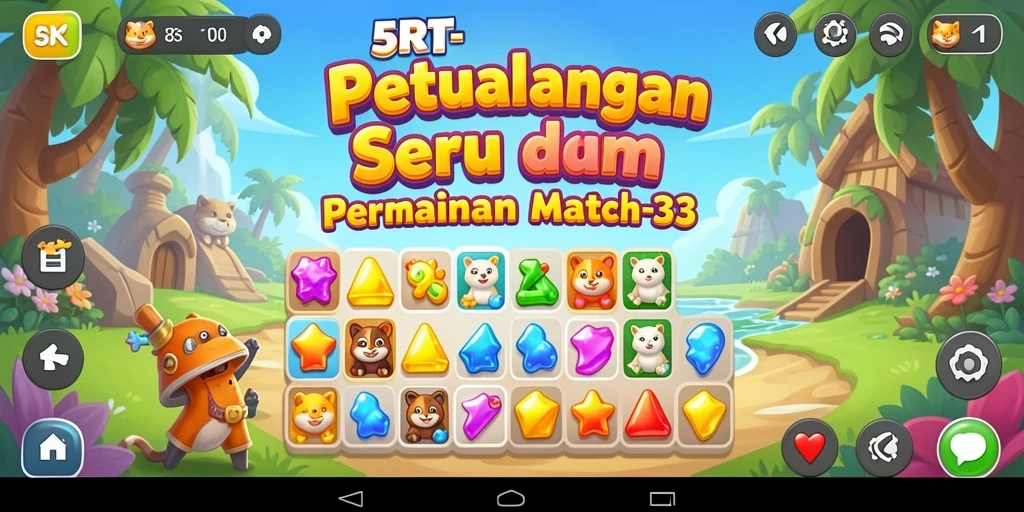 Tampilan gameplay menarik dalam permainan Match-3 di 5RT.