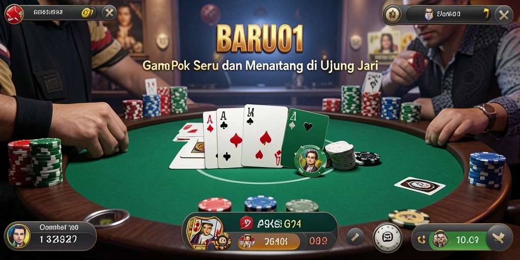 Tampilan gameplay seru di BARU01 menunjukkan aksi poker yang menegangkan.