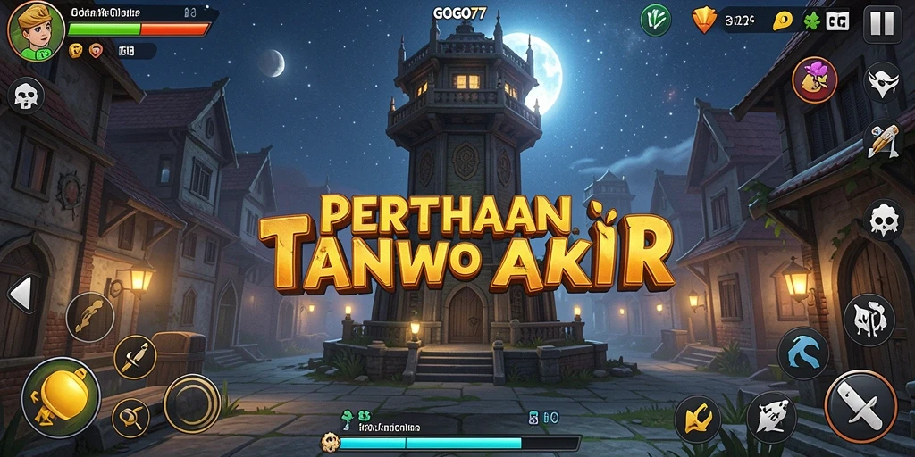 Tampilan gameplay seru dari GOGO77, menara pertahanan yang strategis.