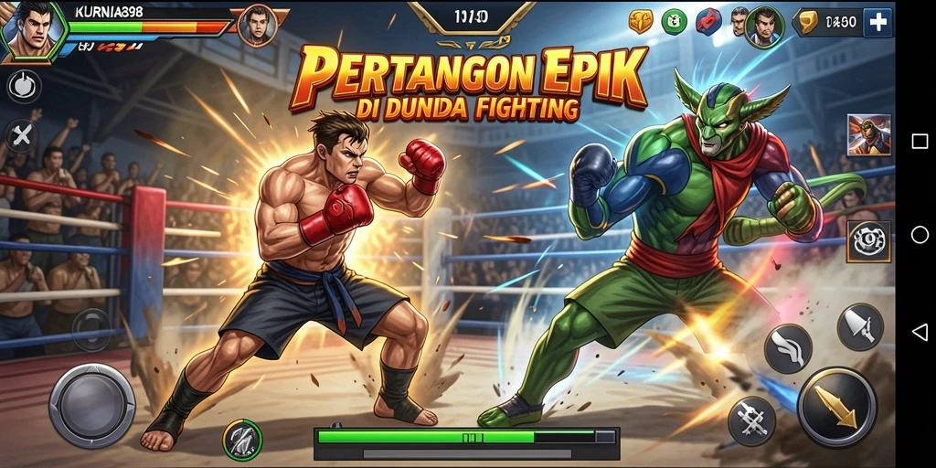 Screenshot utama KURNIA898 menampilkan pertarungan yang seru dan dinamis.