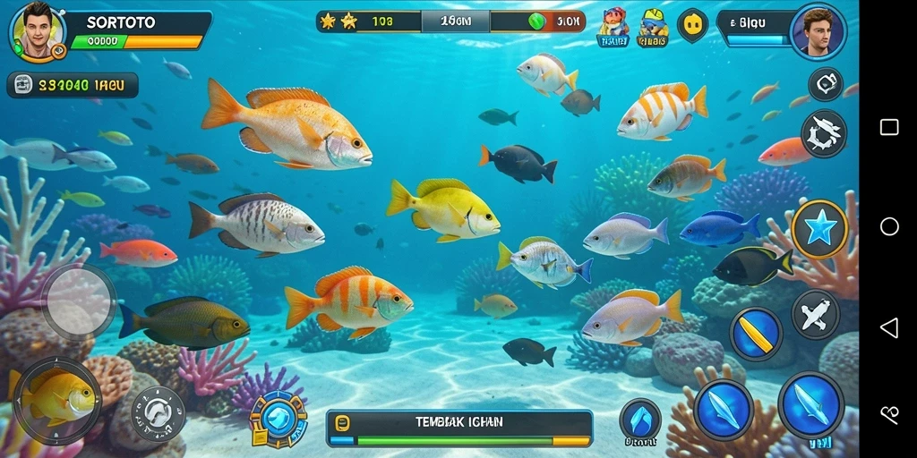 Gameplay SORTOTO yang seru dengan aksi tembak ikan.
