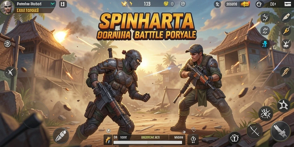 Gameplay SPINHARTA yang menegangkan dan seru dalam pertempuran Battle Royale.