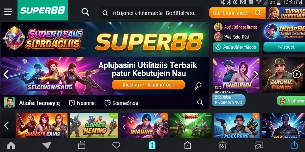 Tampilan antarmuka SUPER88 dengan fitur-fitur utilitas yang menarik.